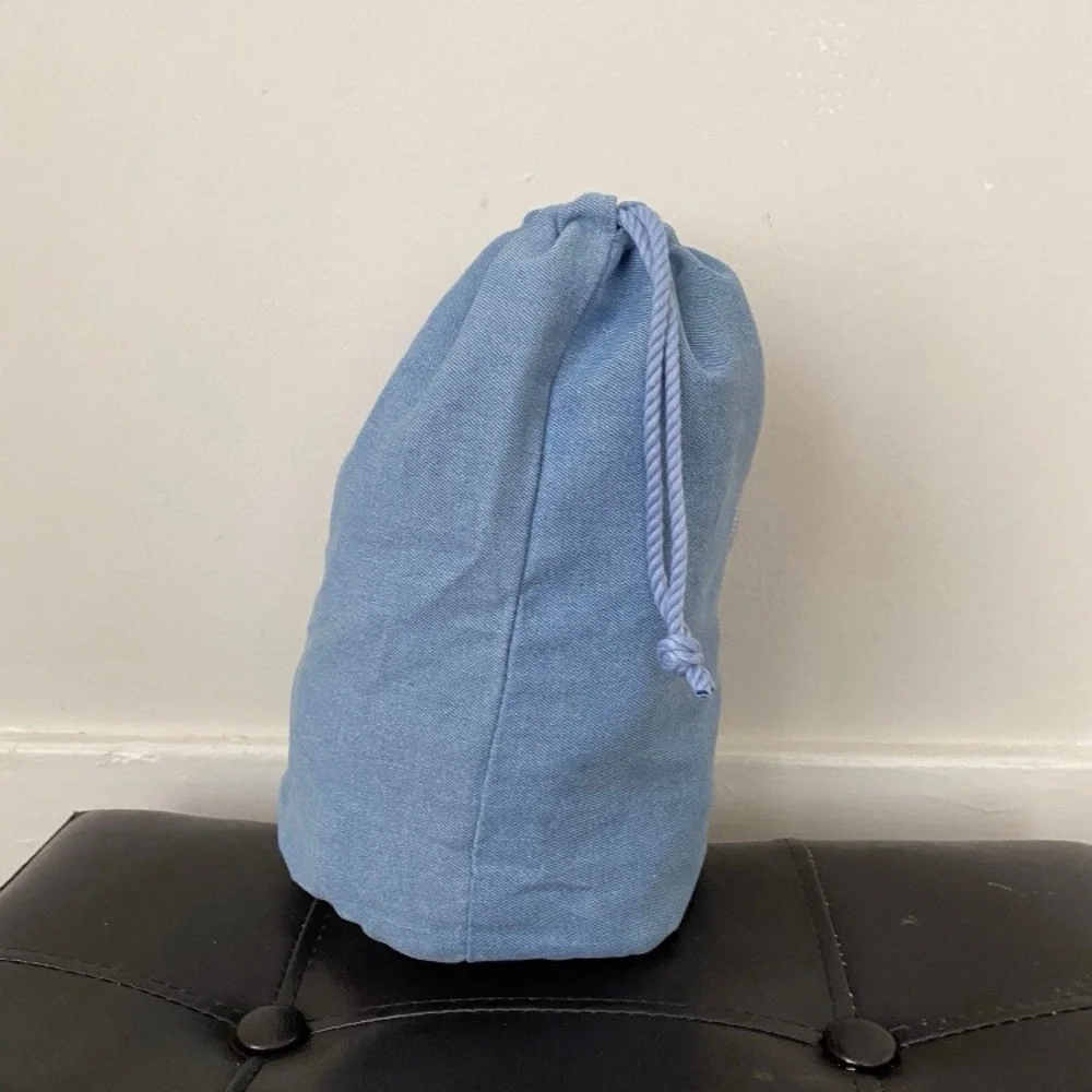 New Chanel Beauty GWP Light Blue Denim Drawstring Pouch Makeup Cosmetic Bag